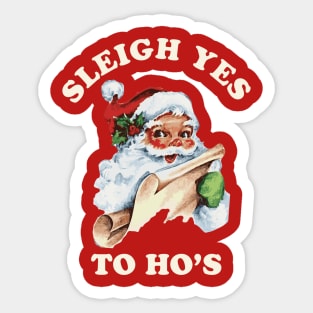 Vintage Christmas Santa Claus Face Sleigh Yes to Ho's Sticker